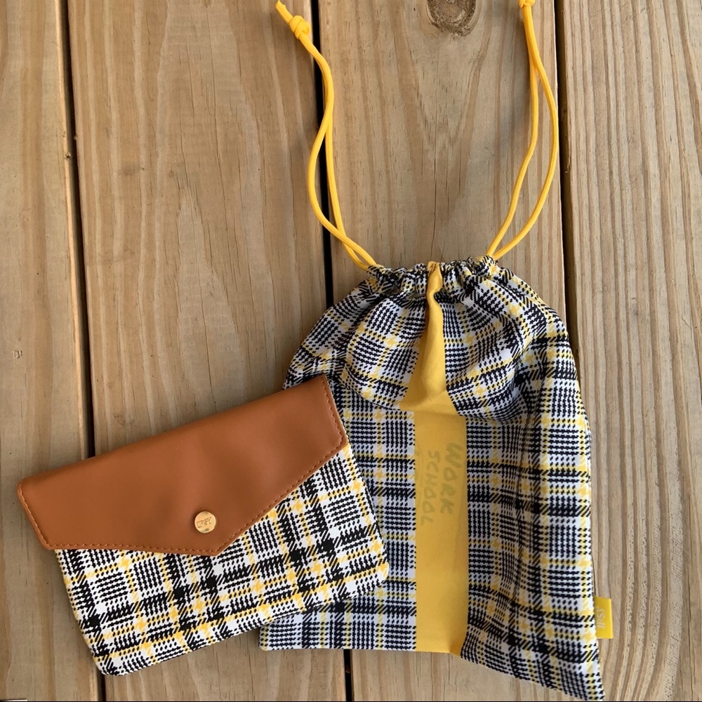 Ipsy September 2021 Plaid Glam Bag Makeup Case & Plus Drawstring Cosmetic Pouch